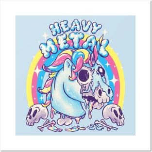 Heavy Metal Unicorn | Funny Cute Dead Unicorn Skull | Ironic Irony Ironical Sarcasm Sarcastic Poke fun Decay Death Putrefaction Zombie Making perfect Gift Present Posters and Art